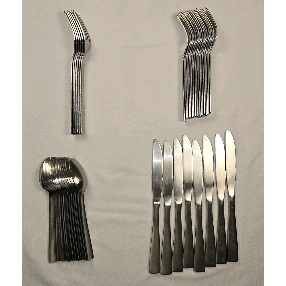 Gibson 34pc Flatware Set Stainless Steel Modern‎ Tapered Silverware Utensils
